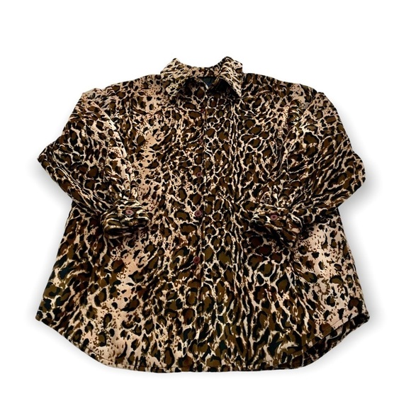 Vintage Dennis Basso Jacket Shacket Top X-Small Oversized Faux Fur Animal Print - Picture 3 of 11